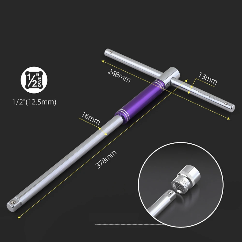 378*248*16mm 1 2 Drive Extension Bar 360 Degree Rotating Handle Hand Tool Set 360 Rotating Handle Adjustable Sliding Mechanism