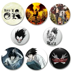 32/44/58mm Fashion Gift Accessories Anime Death Note Cosplay Badge Round Brooch L·Lawliet Killer Yagami Pins for Backpacks Gifts