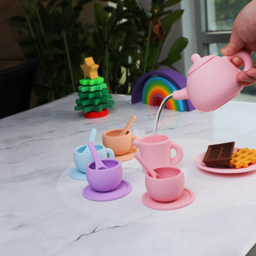 

Afternoon Tea Pretend Play Kitchen Accessories Handiccraft Toy Silicone Food Play Toy Children Tea Party Set for Preschool