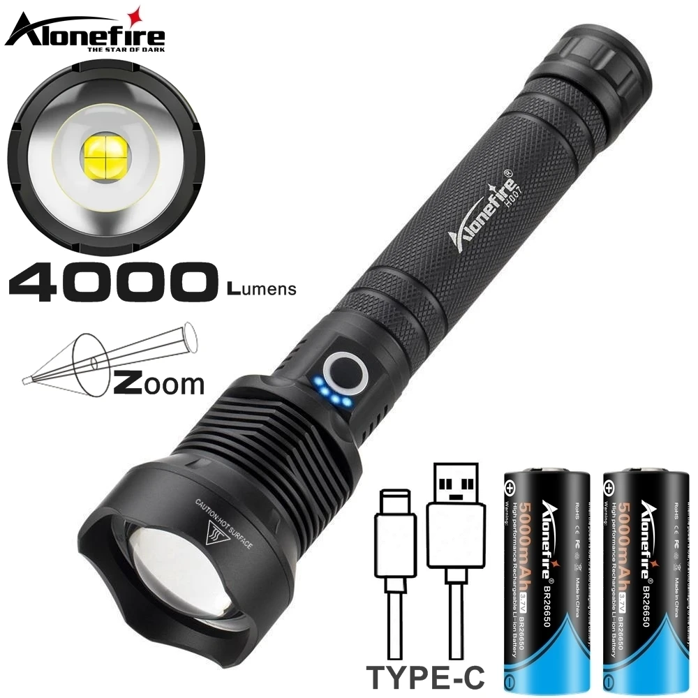 4000Lumen Zoom XHP70 LED High power Flashlight USB Rechargeable Outdoor Torch Hunting Camping Fishing High Power Lighting Lamp