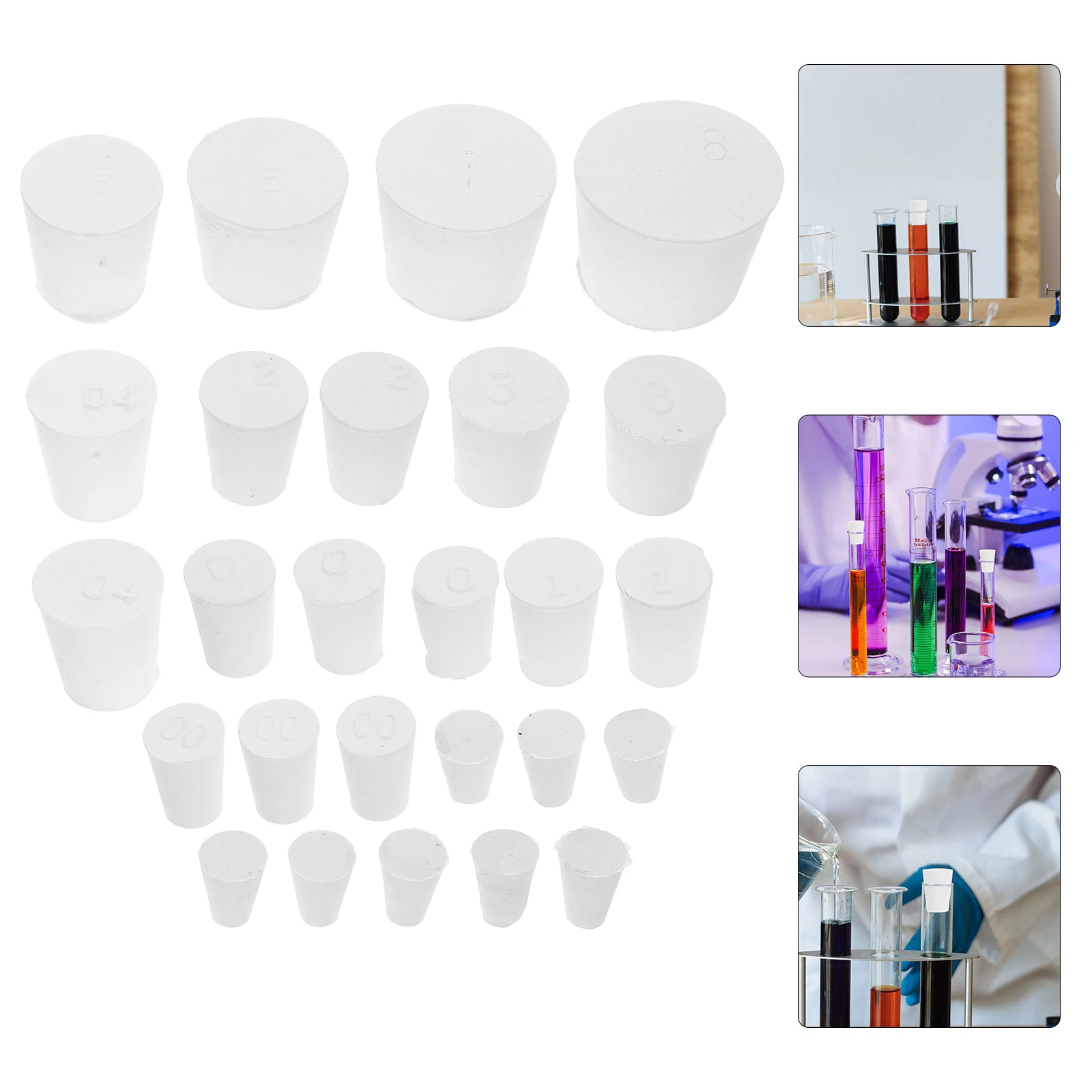 

26pcs Test Tube Flask Stopper Sealing Plugs Lab Supplies Rubber Easy Insert Small Space Saver For Chemical Medicine