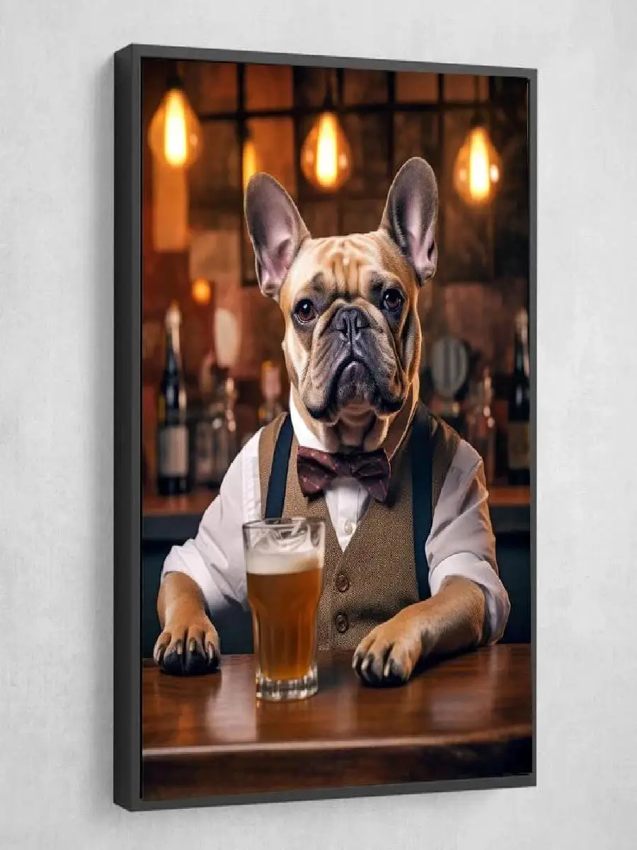 Raças de cães em pub impressão em tela buldogue pug cockapoo yorkie corgi beber cerveja arte da parede cartaz para decoração casa
