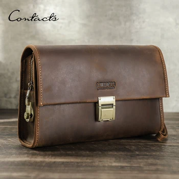 Męskie portfele sprzęgła z prawdziwej skóry kopertówki z blokadą hasłem pasek na nadgarstek męskie torebki dla 8.3 iPad Mini