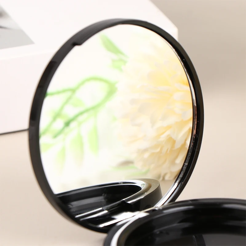 Scatola di evidenziazione circolare nera singola vuota riutilizzabile scatola di polvere di ombretto fard con padella in alluminio a specchio diametro interno 59mm