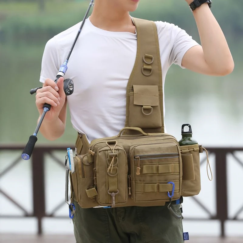 

Fishing Tackle Bag Fly Fishing Backpack Chest Sling Portable Shoulder Fanny Waist Pack for Men Fishing Rod Lure Box Camping Bag