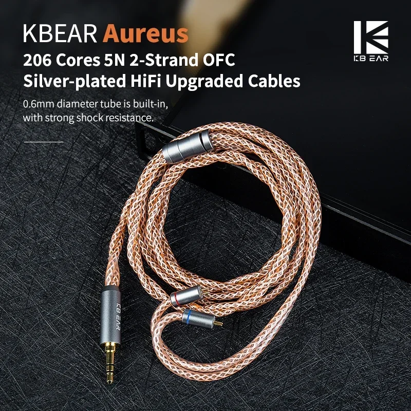KBEAR Aureus 5N Dual-Twisted Pair Silver-Plated Copper HiFi Upgrade Cable MMCX QDC 2Pin IEM Balance Earphone Headset Cable