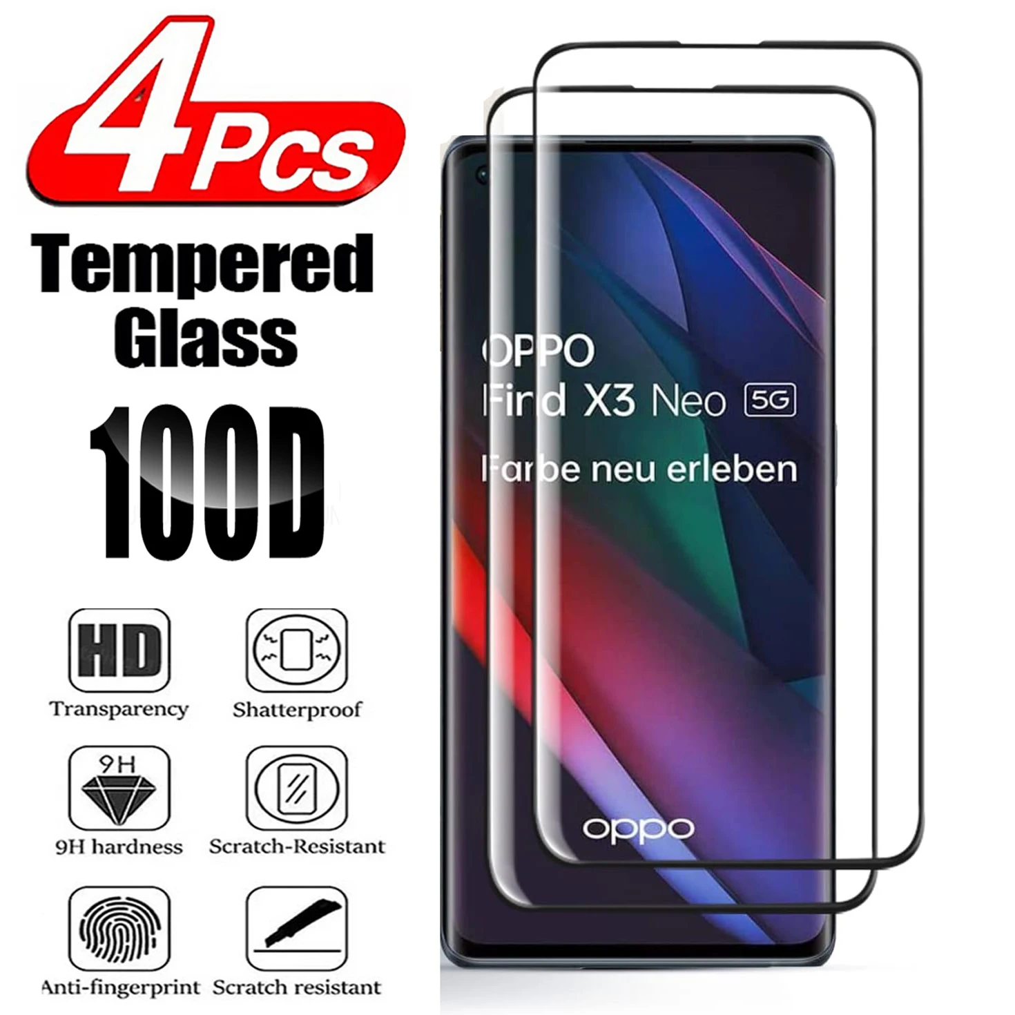 

2/4Pcs HD Tempered Glass For OPPO Find X3 Neo 3D Curved Screen Protector