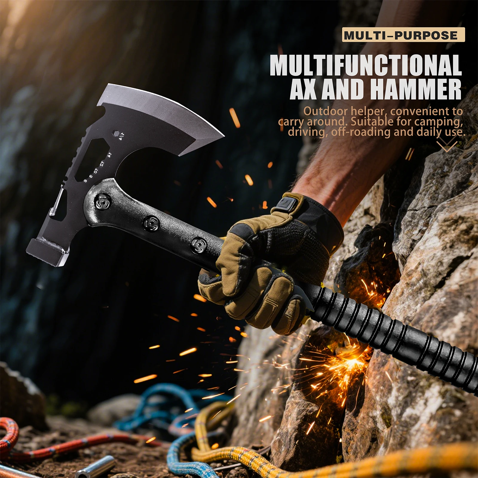 Multifunctional Outdoor Camping Hand Hatchet Two Styles Portable Wood Cutting Tool with Storage Sheath Backpacking Hiking Household Log Splitting Utility Tool Gift for Outdoor Enthusiasts