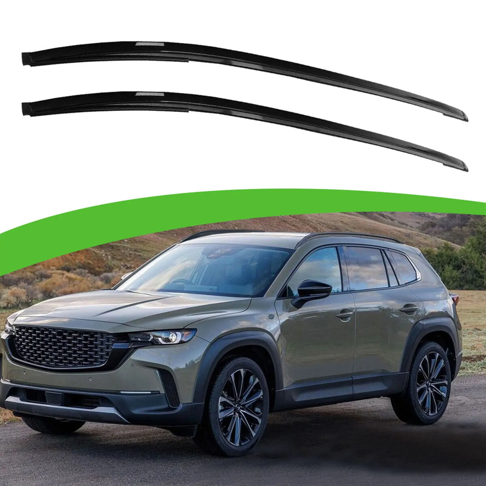 2Pcs Aluminum Black Roof Rail Rack Side Rail Bar Fits for Mazda CX-50 2022 2023