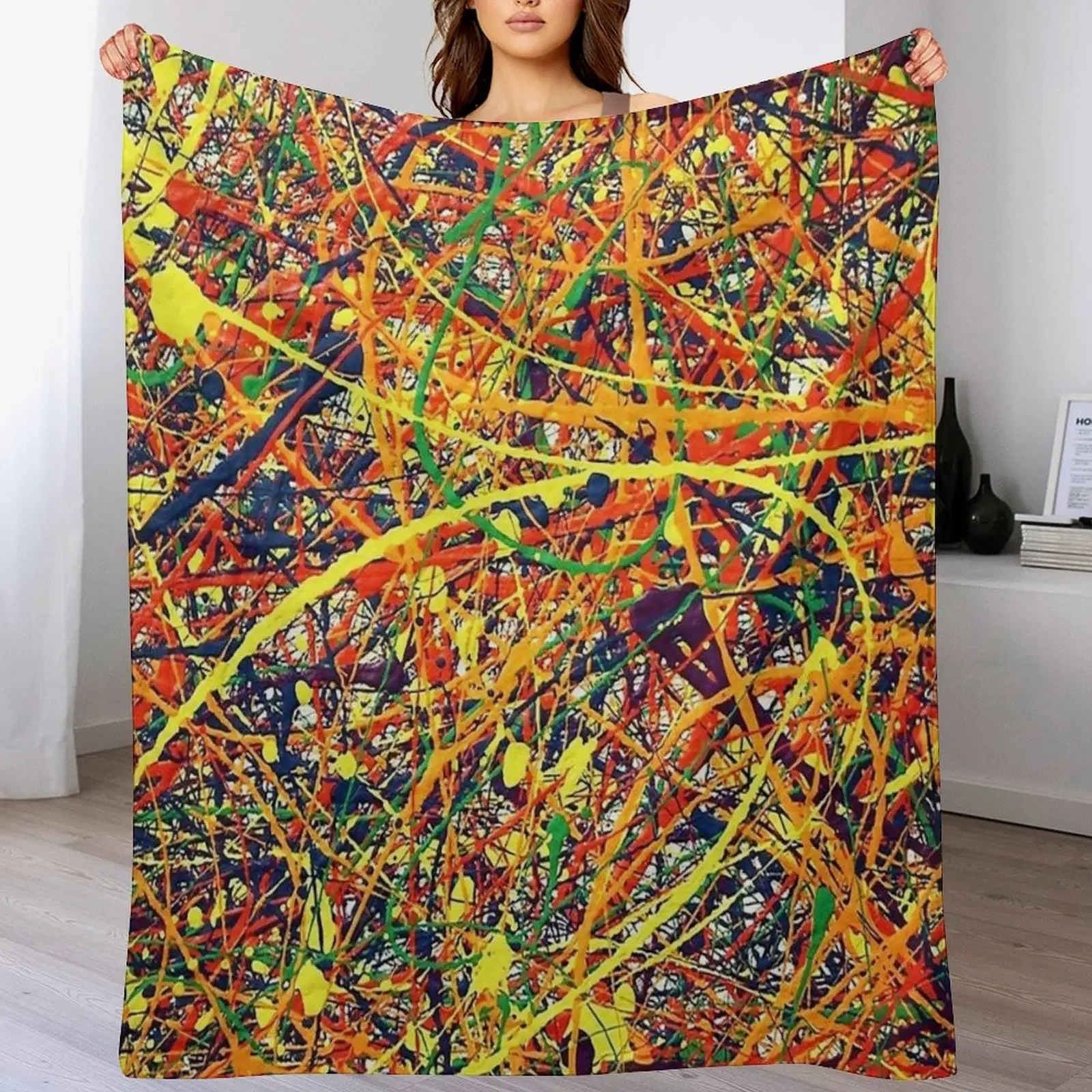 Abstract Jackson Pollock Painting Original Art Throw Blanket Polar Vintage Luxury St Blankets