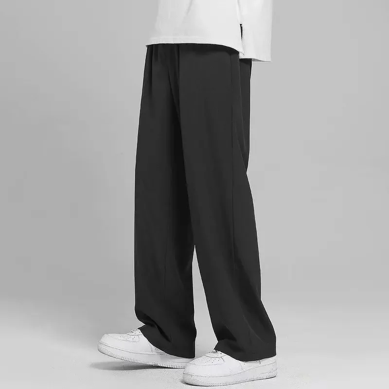 Young Men's Ice Silk Casual Pants 2024 New Summer Thin Trend Korean Version of Draped Dress Pants Wide Leg Straight Pants M-5XL