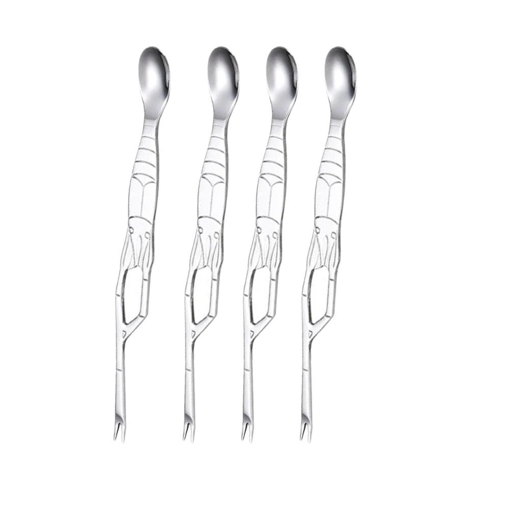 

4pcs Crab Spoon Stainless Steel Needle Picks Eating Tool for Seafood Lobster Oysters Kitchen Nut Forks