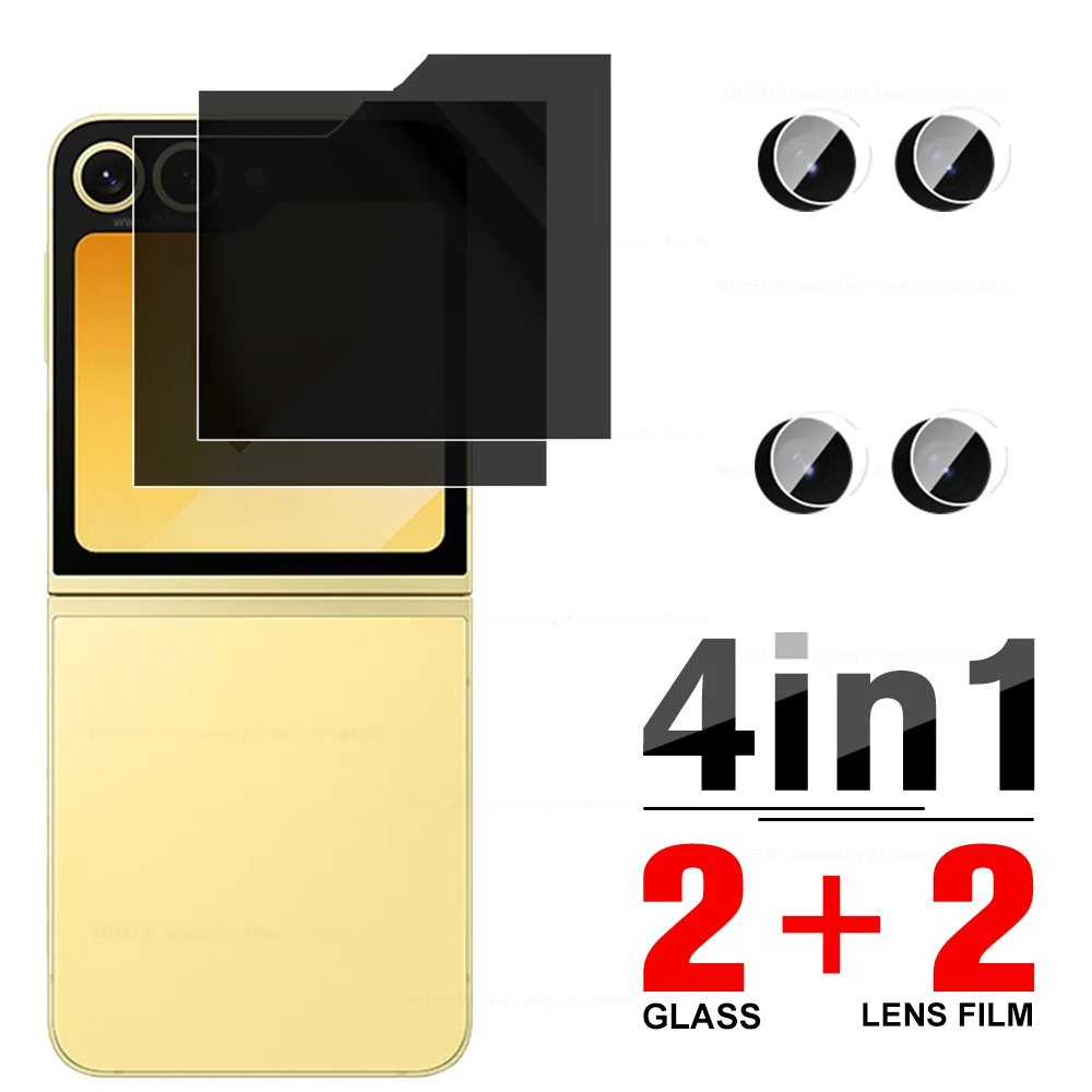 4in1 Camera Lens Privacy Glass Case For Samsung Galaxy Z Flip6 ZFlip Flip 6 ZFlip6 5G Tempered Glass Peep-proof Screen Protector