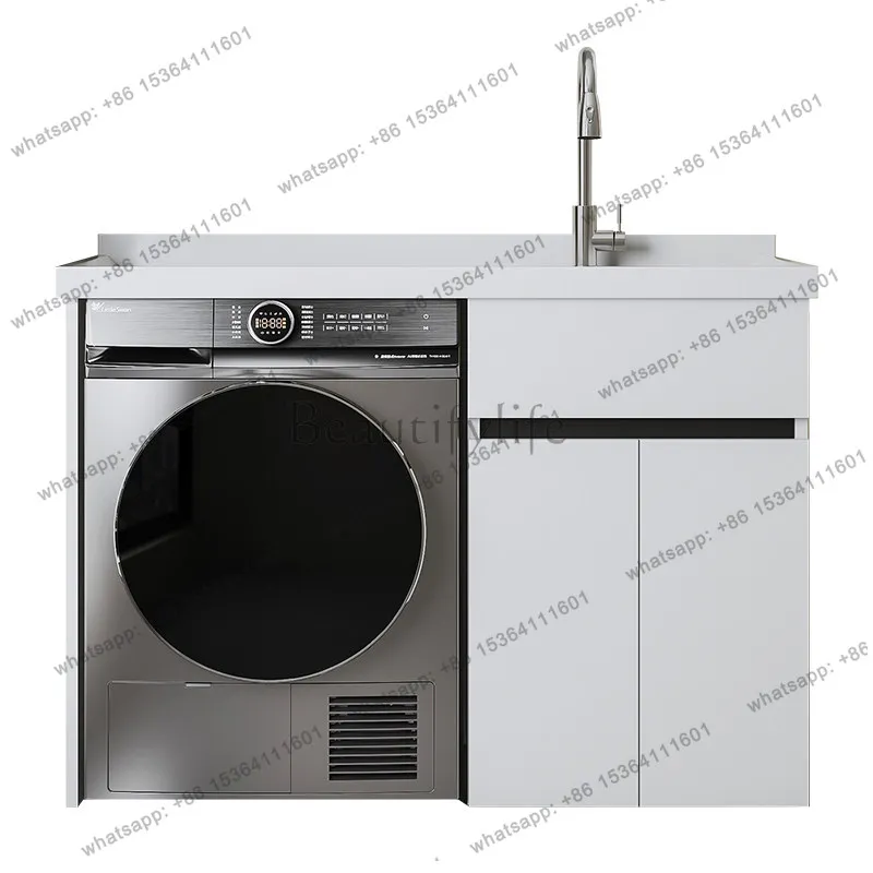 Mueble de lavandería para balcón, estilo nórdico, de aluminio con diseño de panal, personalizable, con lavadero, muebles de baño