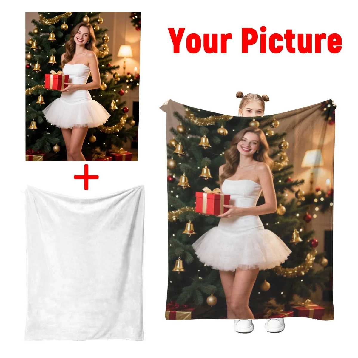 Benutzerdefinierte Foto-Fleece-Überwurf – Halloween-Kunst |     Kürbislicht/Vampir |     Warm |     Bett/Büro |     Süßes oder Saures Geschenk