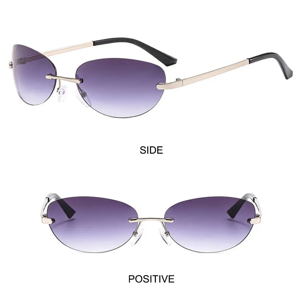 نظارات شمسية كلاسيكية بيضاوية بدون شفة Y2K UV400 2000 نظارات شمسية ملفوفة حول ظلال متدرجة للنساء والرجال #2