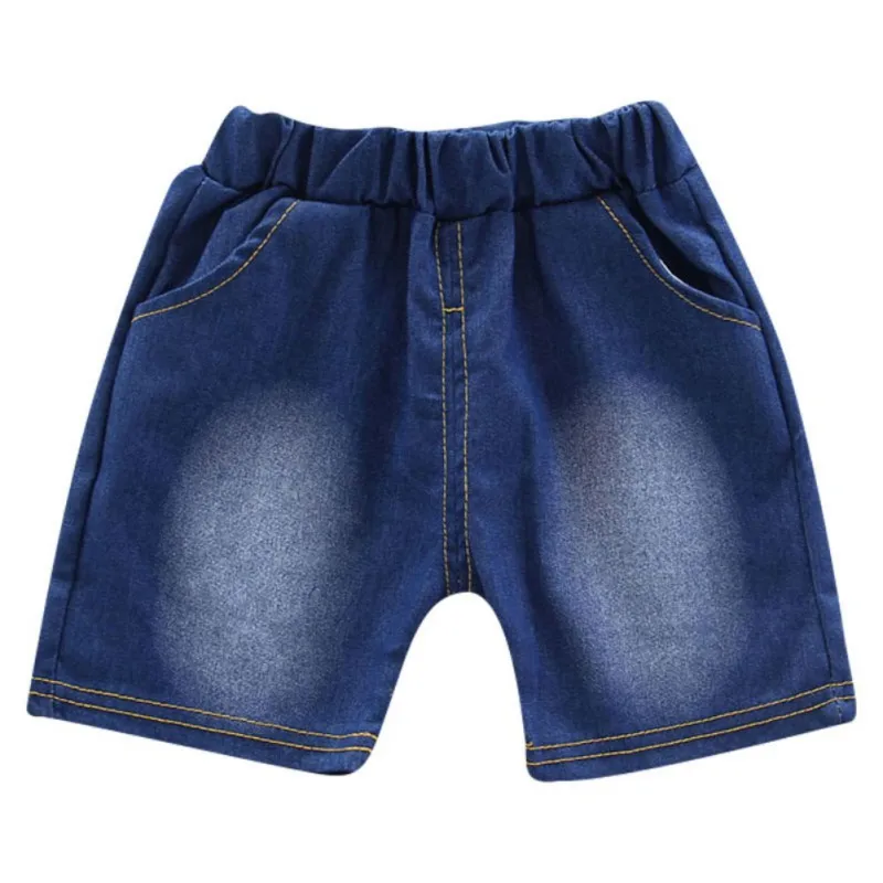 Boys Summer Shorts Set Lapel Patchwork Crown Short Sleeve Denim Shorts Two-Piece Set 0-6 Years Old Boys Children\'s Sets