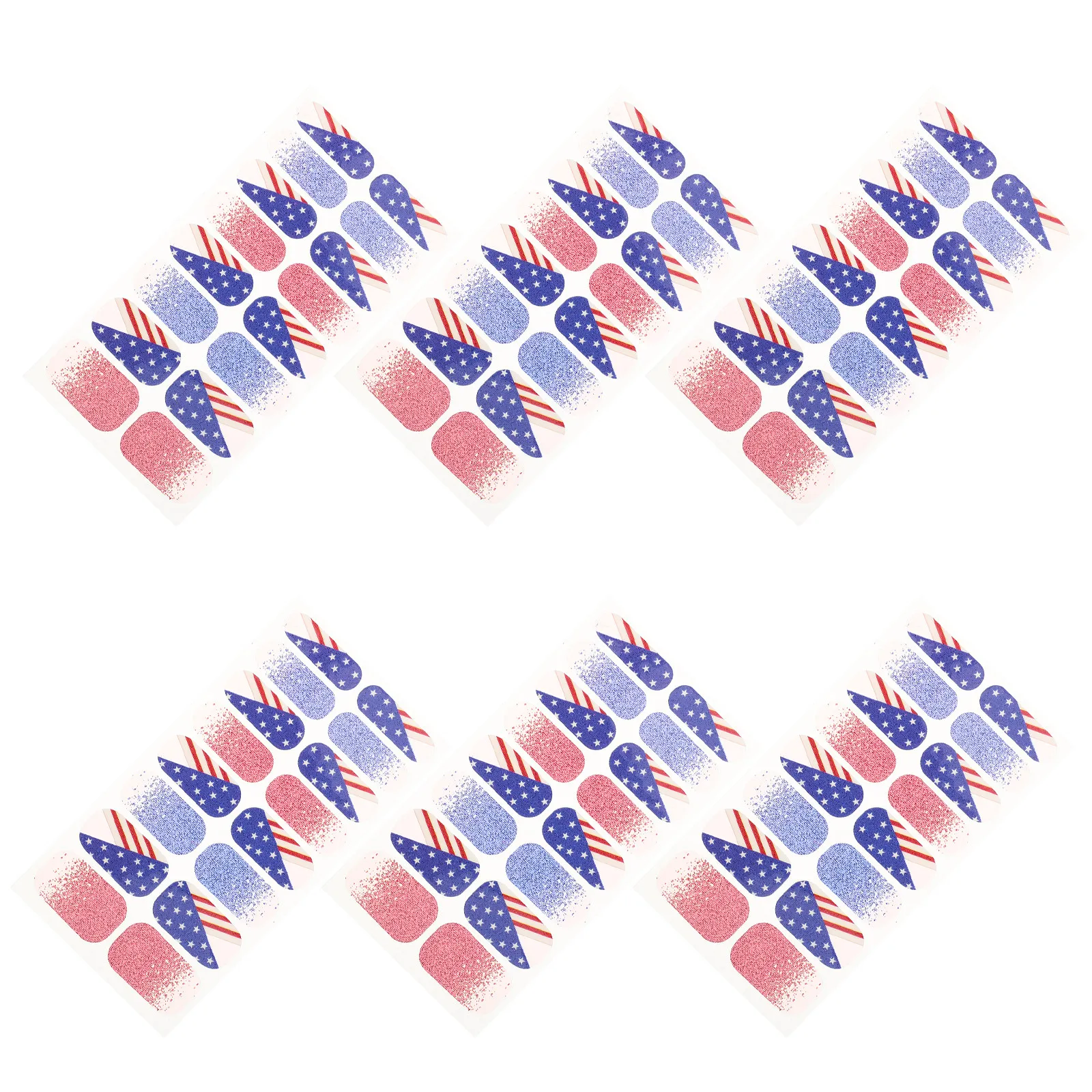6 Sheets Independence Day Nail Strips Red White Blue Usa Flag Design Peel and Stick Waterproof Fingernail Stickers for Women