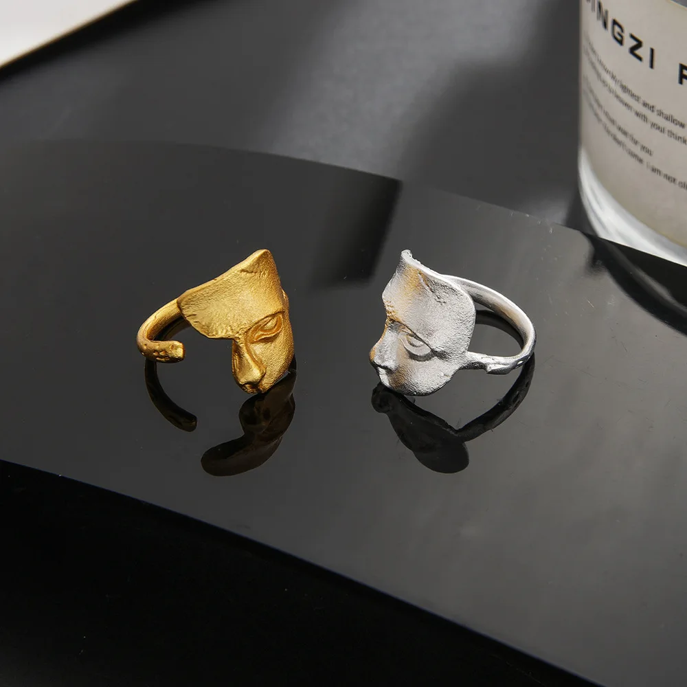 

Matte matte silver mask ring, men's fashionable personality, cool style, women's hip-hop face, index finger ring