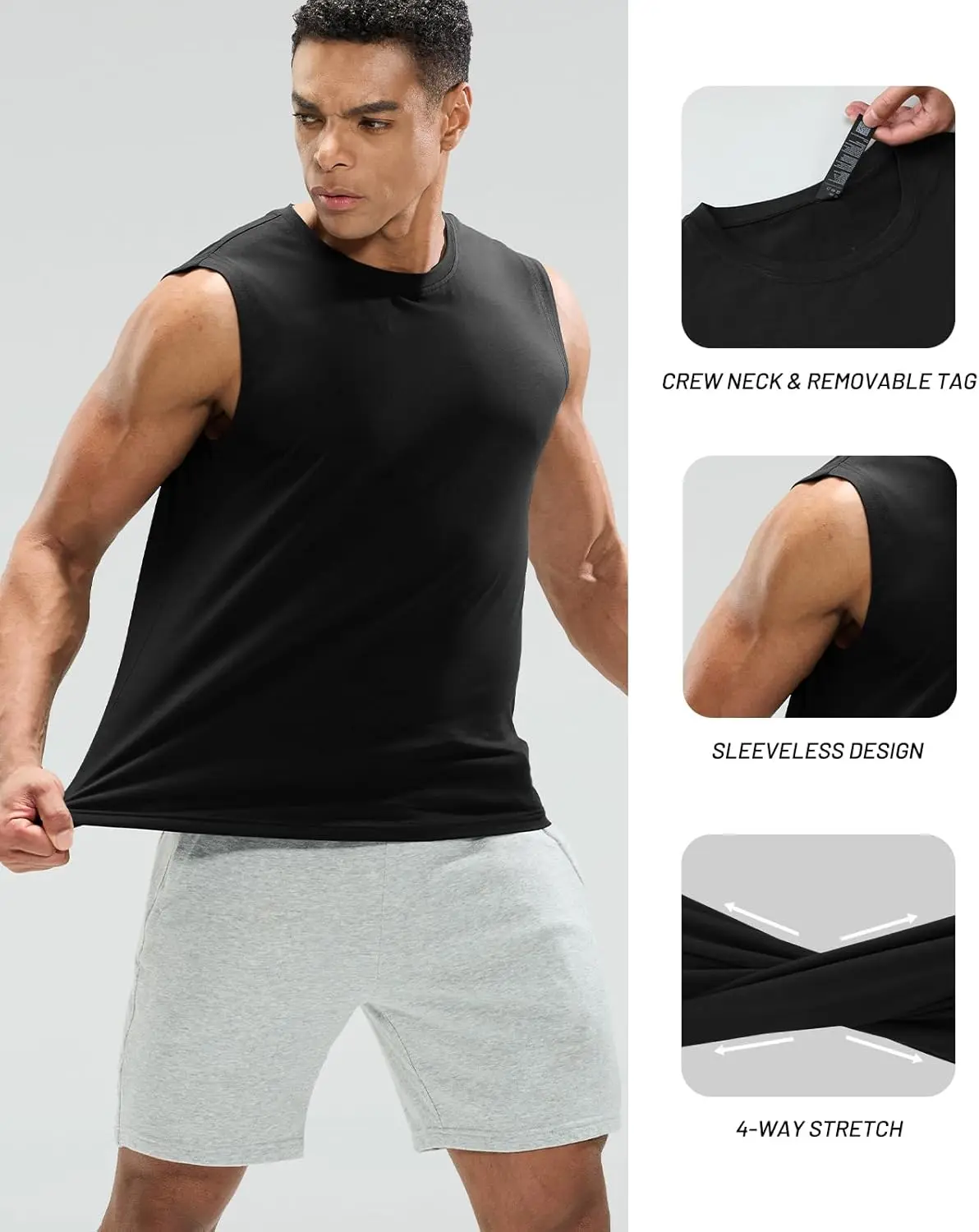 MIER Mens Tank Tops Cotton Sleeveless Muscle Shirts for Workout Running Athletic Gym Lounge Casual, Breathable Anime compression