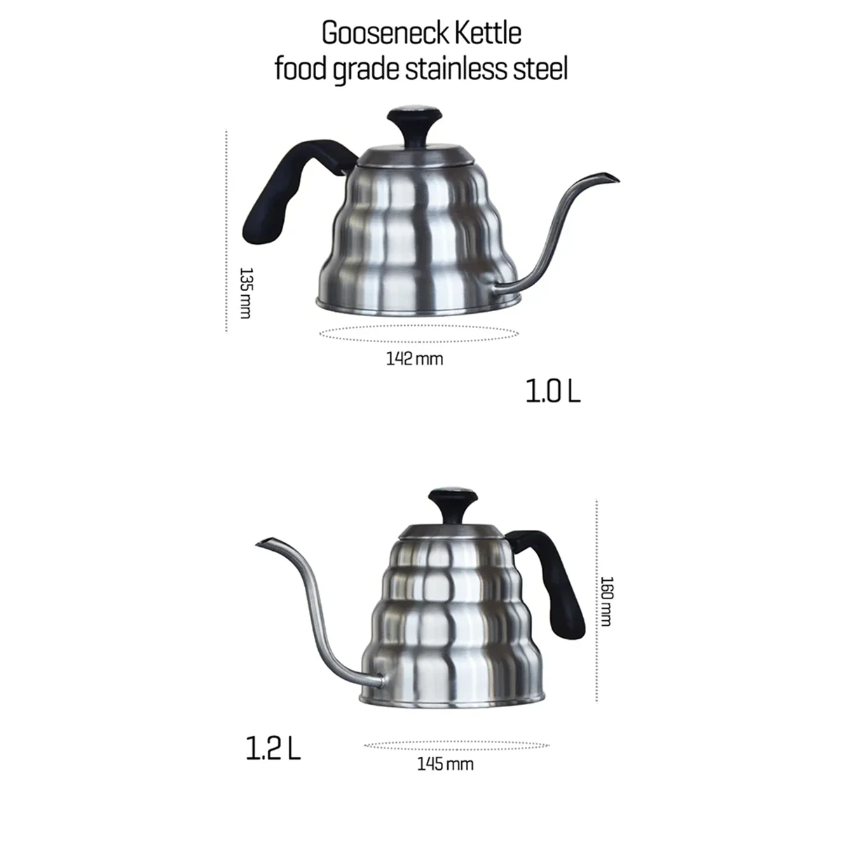 Coffee Kettle 1.2L Stainless Steel Pour over Coffee Pot Kettle Drip Kettle with Thermometer for Home Office Cafetera-A70Z