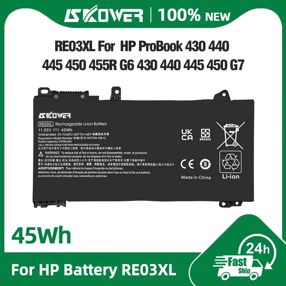 SKOWER RE03XL Akku für HP ProBook 430 440 445 445R 450 455R 455 G6 G7 ZHAN 66 Pro 13 14 15 G2 G3 HSTNN-0B1C HSTNN-UB7R