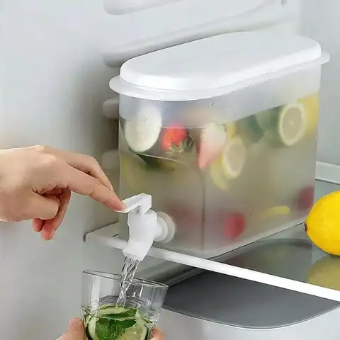 3.5L Large Beverage Dispenser with Spigot Fridge Pitcher Cold Brew Iced Tea Lemonade Water bucket for Summer Outdoor BBQ Camping