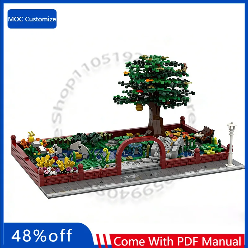 

Набор для сборки 1859 деталей: Городская улица, Центральный парк и пруд - базовая пластина 48x32, модульное строительство MOC, конструктор DIY, подарок для мальчиков на праздники