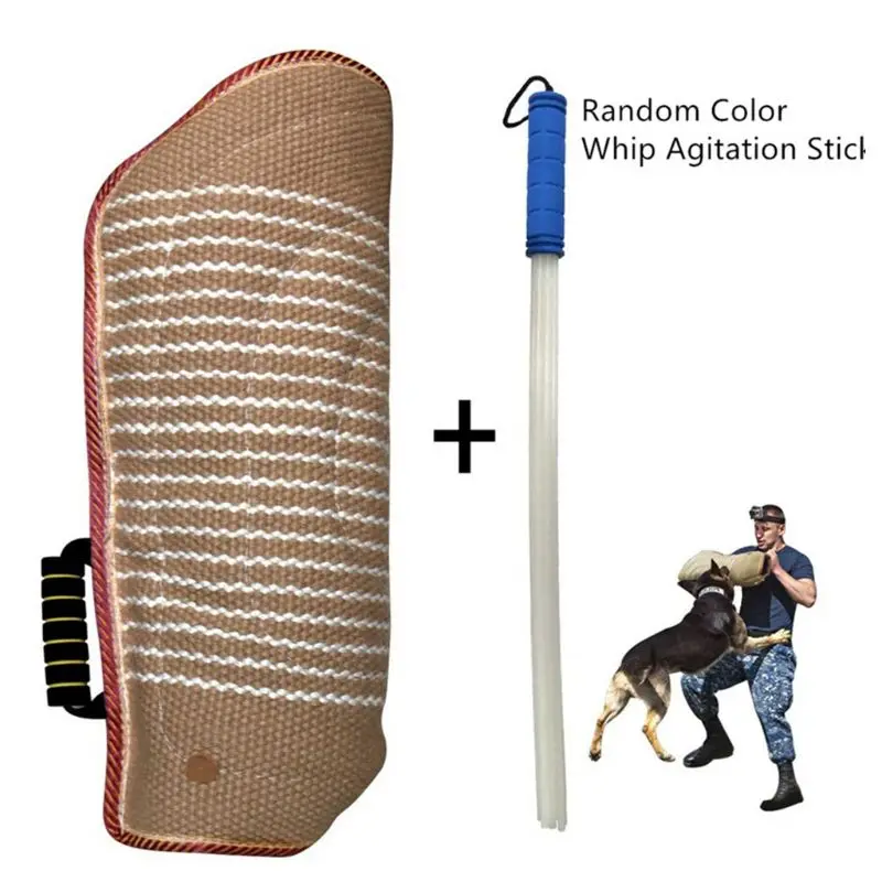 Dogs Bit Training Arm Sleeve with Whip Agitation Stick for Arm Protection Pet Interactive Dog Puppy Biting Playing Supplies C42