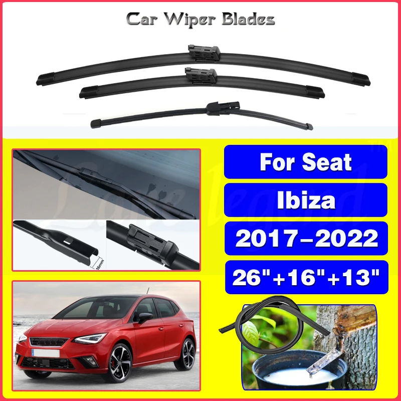 

Car Front Rear Wiper Blades For Seat Ibiza 2017 - 2022 Windshield Windscreen Window Cutter Accessories 2019 2020 2021 26"16"13"