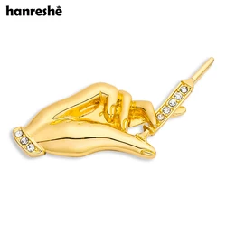 Hanreshe Syringe Injectomist Crystal Brooch Pin Medical Lapel Backpack Badge Jewelry for Doctor Nurse Medicine Student Gifts