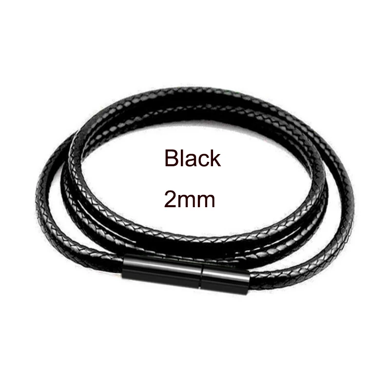 3mm 60cm 70cm schwarzes Leder gewachste Kordel Halskette für Männer Frauen Halsband geflochtene Halskette Kordel Edelstahl Rohrverbinder Verschluss