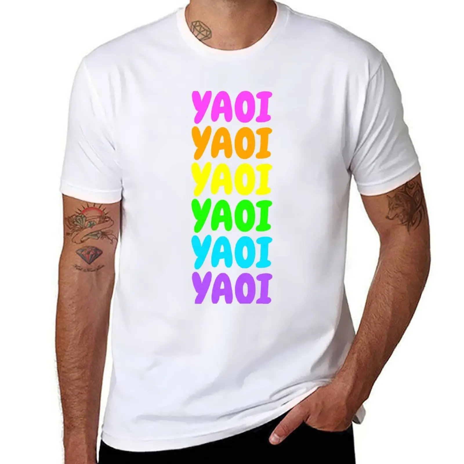 

RAINBOW NEON YAOI T-Shirt Classic Print Short Sleeve Shirt