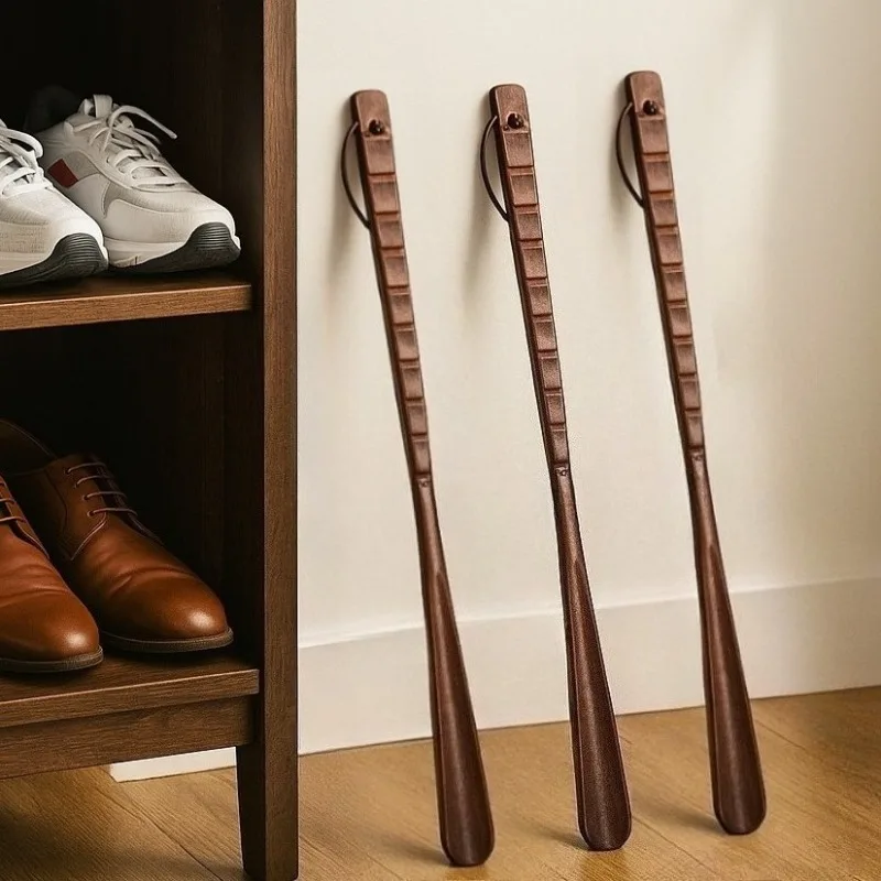 

55CM Long Wooden Shoe Horn with Extended Handle for Elderly Comfortable Shoe Lifter Home Essential Tool
