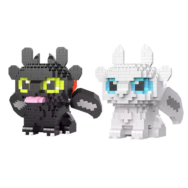 Mini bloques ensamblados de dragón Mecha de Rage nocturno sin dientes, juego educativo de juguete para niños, regalo de cumpleaños y Halloween, color negro