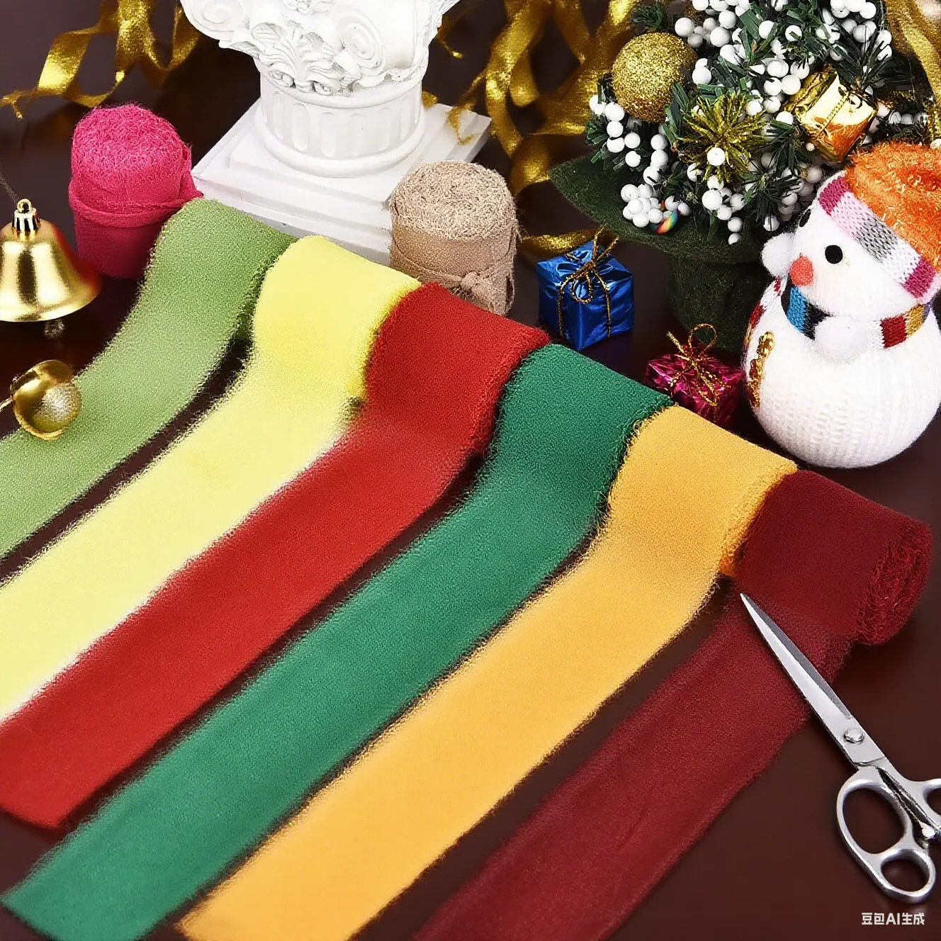 

3 Rolls 5 Yards Multi-Color Frayed Edged Chiffon Ribbons For Wedding Invitations, Bridal Bouquets, Gift Boxes, Bow Decorations
