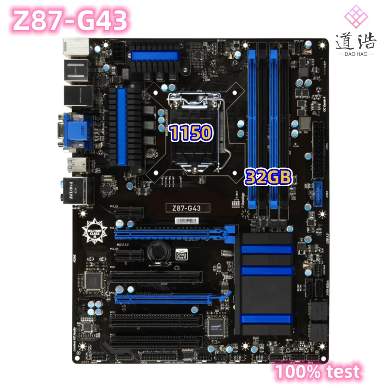 

For Z87-G43 Motherboard 32GB VGA DVI HDMI LGA 1150 DDR3 ATX Z87 Mainboard 100% Tested Fully Work