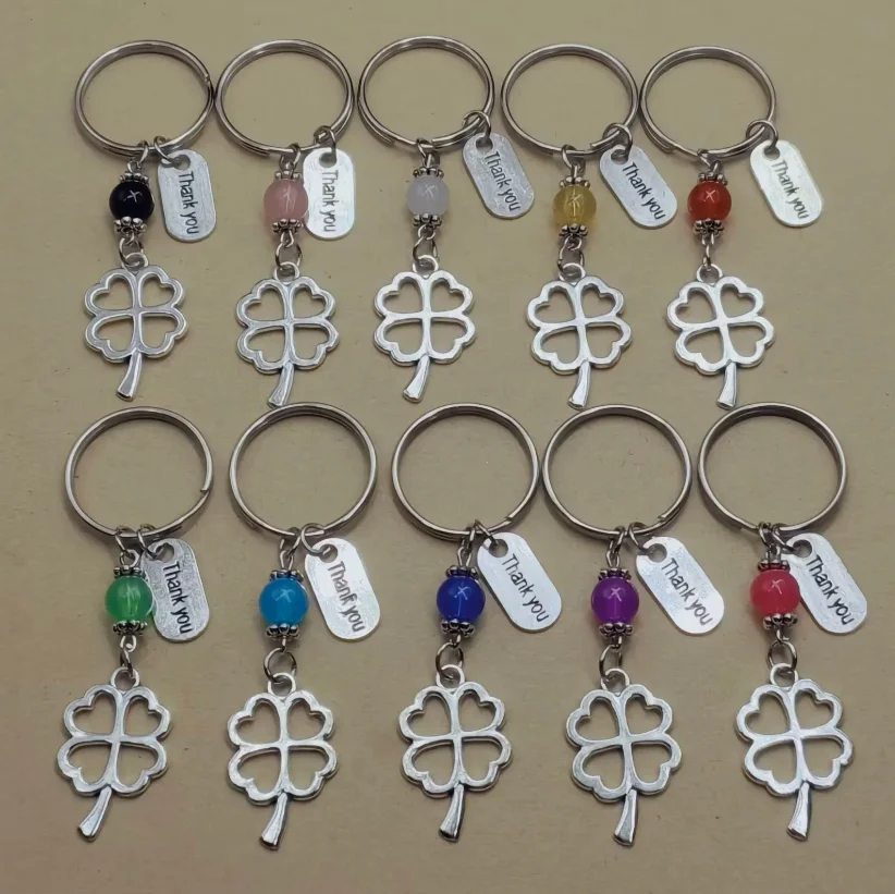 1/10 Sets Clover thank you Teacher's Day Gift creative Keychain Lovers Key Ring Jewelry