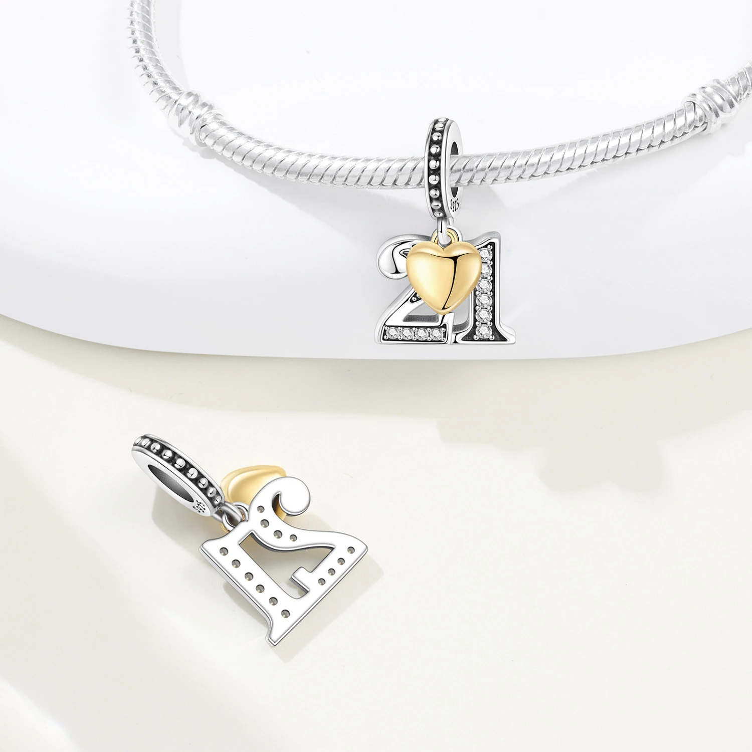 الأصلي 15th 16 18 20 21 الذكرى عيد ميلاد الزفاف S925 فضة قلادة بها خرزات صالح سوار قلادة DIY بها بنفسك مجوهرات هدايا