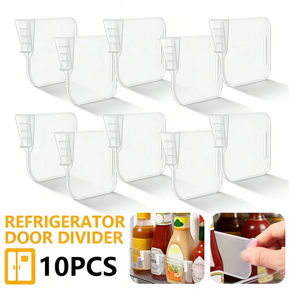 10 Stück Kühlschrank-Türteiler Transparente Kunststoff-Aufbewahrungstrennwand für Zuhause und Küche Flaschen- und Dosenorganizer