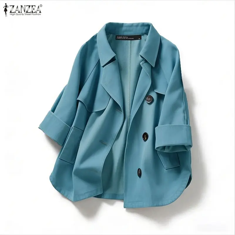 ZANZEA Fashion Blazer Casual Autumn Women Single Breasted Long Sleeve Solid Coats Elegant Office Lady Streetwear OL Overcoats