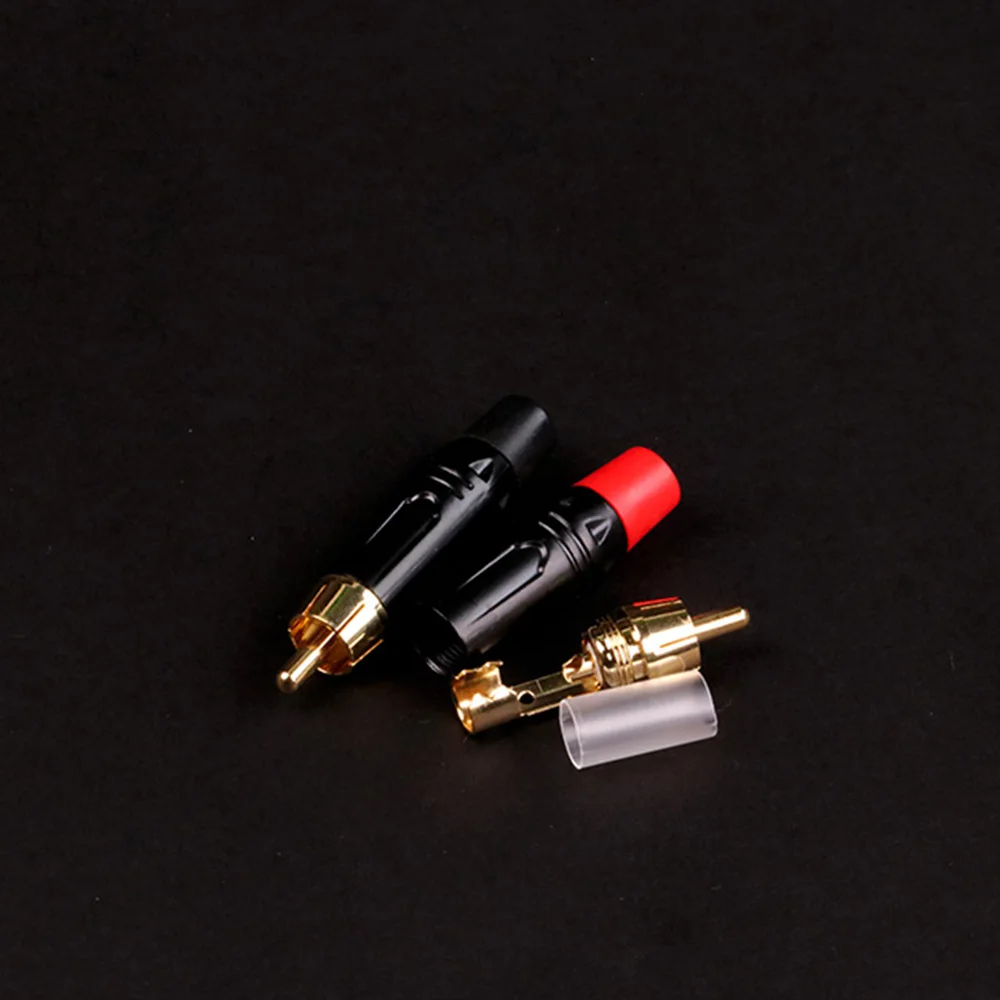 1PCS RCA Audio And Video Plug Connector RCA Male Lotus Jack Black Plating Electrophoresis With Gold Plated Head