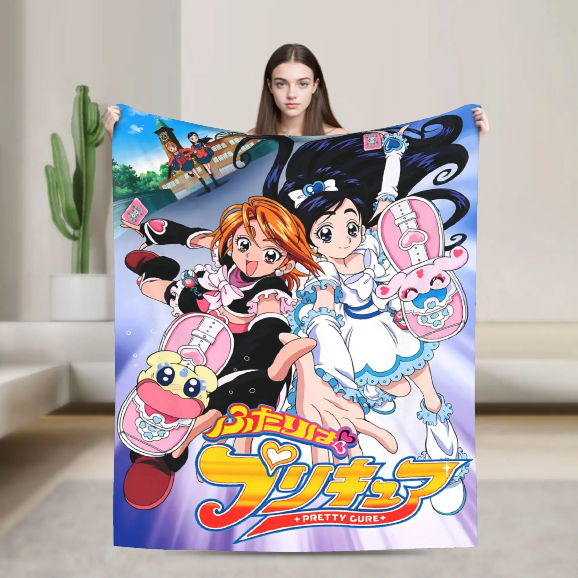 Pretty Cure Blanket Quality Warm  Throw Blanket Winter Airplane Travel Outdoor Fluffy Bedspread