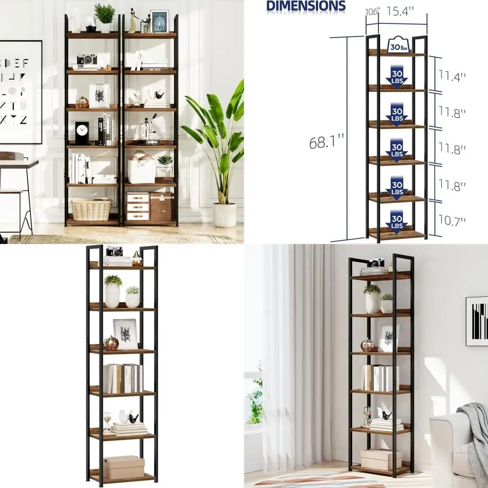 

6-ярусная винтажная книжная полка - органайзер для хранения вещей для дома, офиса, гостиной и спальни