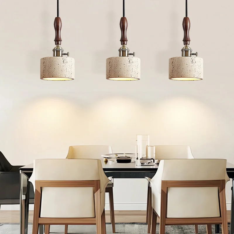 

Nordic Stone Travertine LED Pendant Light Dining Room Decor Hanging Lighting Fixtures for Living Room Bedroom Bedside Chandelier