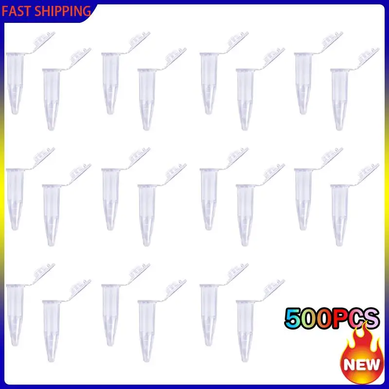 Hot Trend-500Pcs PCR Tube With Flat Cap 1.5Ml Microcentrifuge Tube PCR Reaction Tube School Experiment Transparent