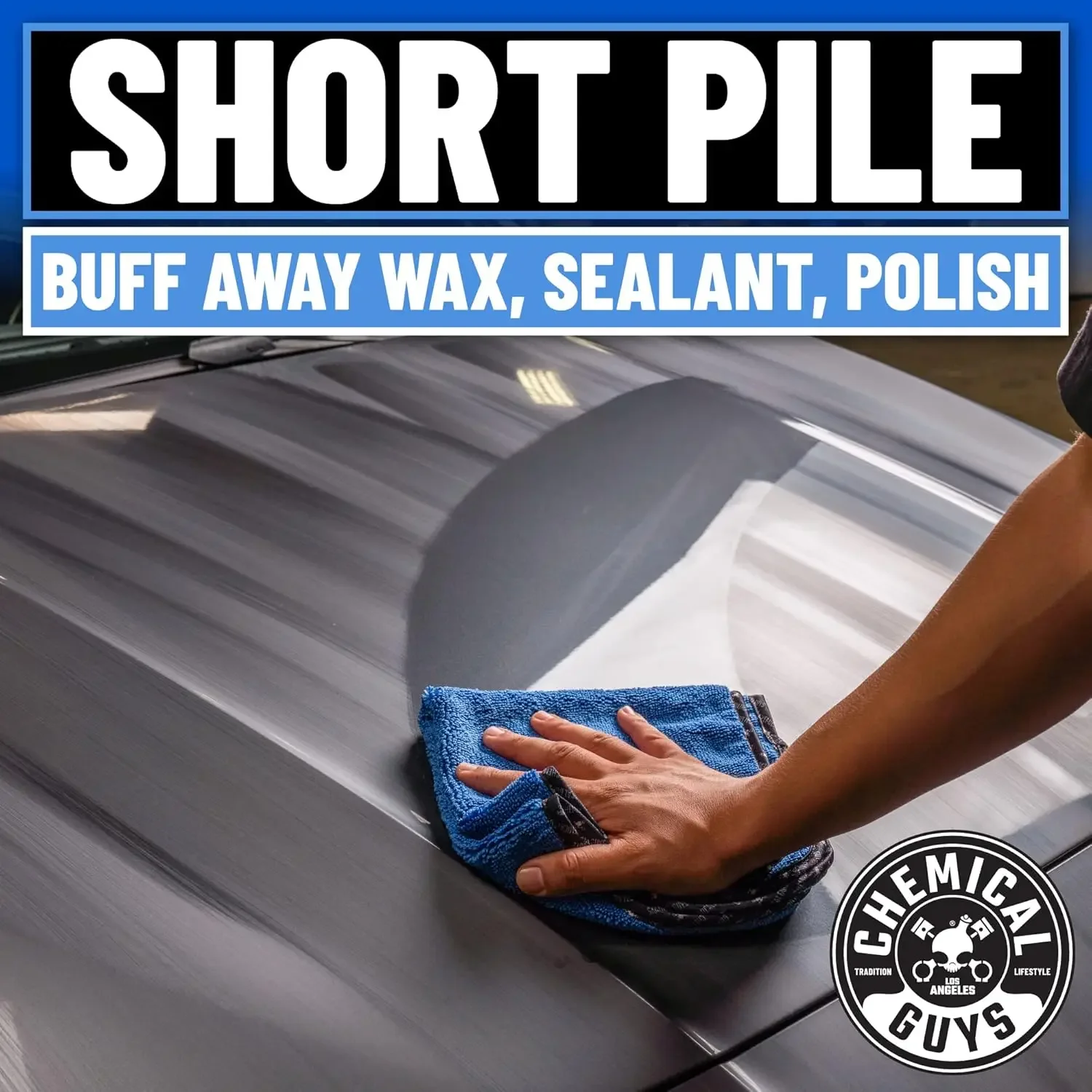 MIC 110024   Toalhas de microfibra premium de nível profissional, azuis (16 polegadas x 16 polegadas) (pacote com 24) - Seguras para lavagem de carros, limpeza doméstica