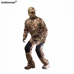 Outdoor Jungle Bionic Camouflage Hunting Clothing Mesh Breathable Suit Fishing Anti-Mosquito Clothing Sunscreen Clothing
