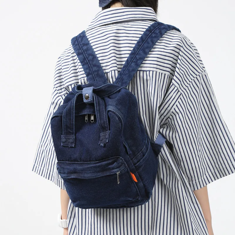 Denim Women Backpack Small Casual School Bag for Teenage Girls Female Shoulder Bag Designer Backpack Cowboy tote blue mochila