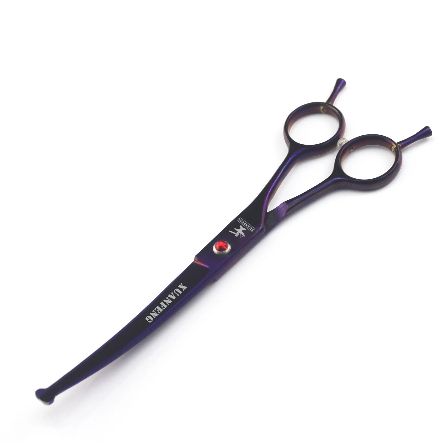 XUANFENG 7 inch safe curved hair scissors, pet cutting scissors and thinning scissors, including leather covers and steel combs